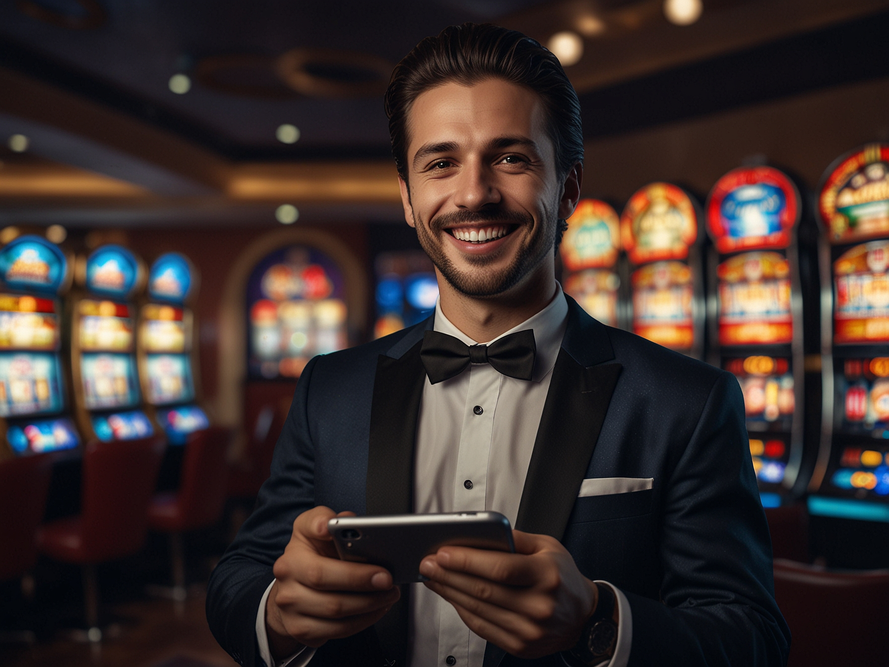 Giocatore davanti a schermo con slot